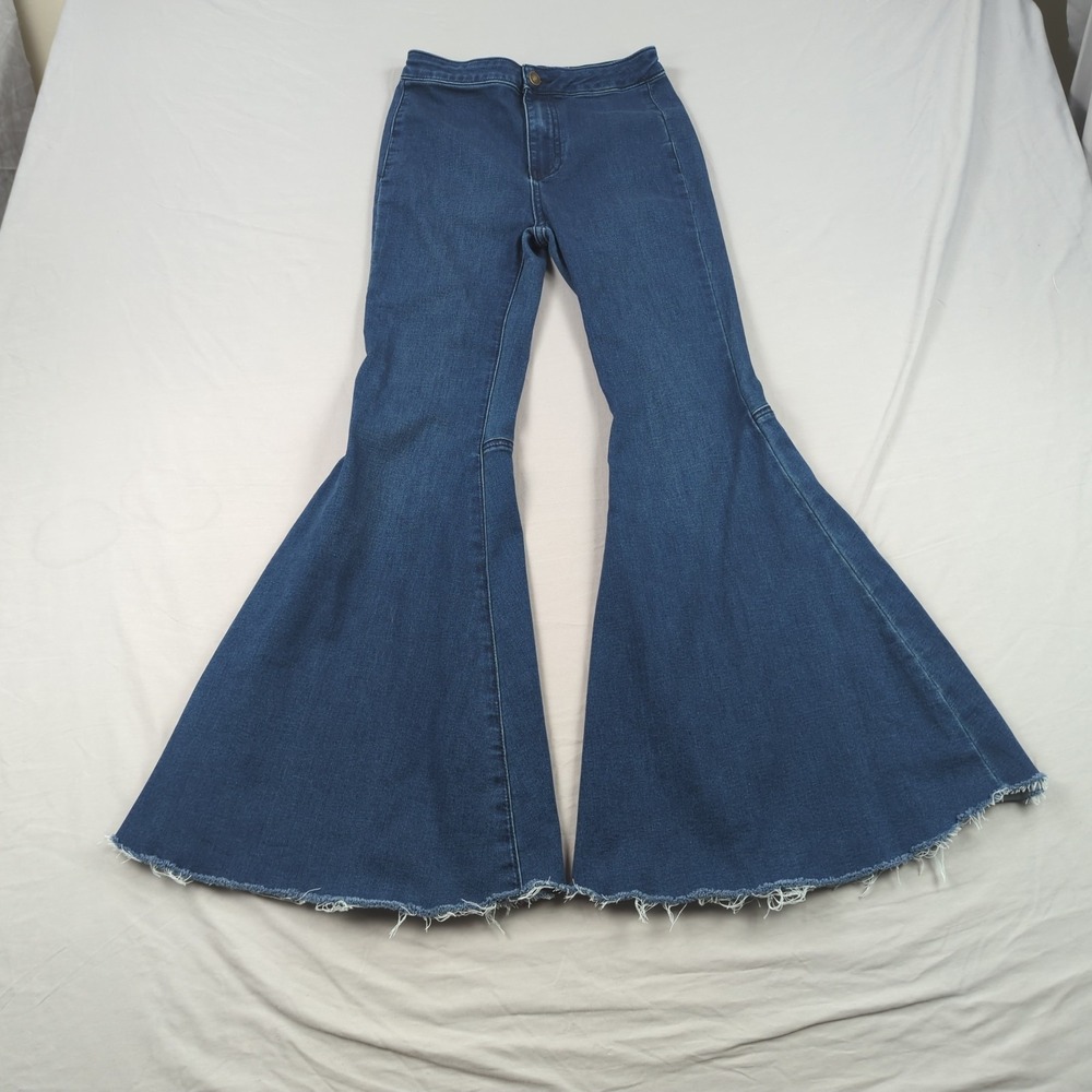 We The Free People Jeans Womens 25 Blue Flare Just Float On Stretch Hippie Boho
